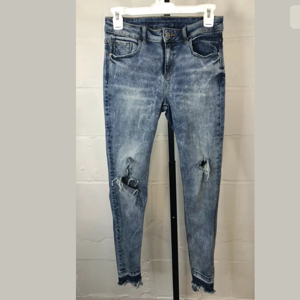 Zara Basic Z1975 Jeans Distressed Ripped Skinny